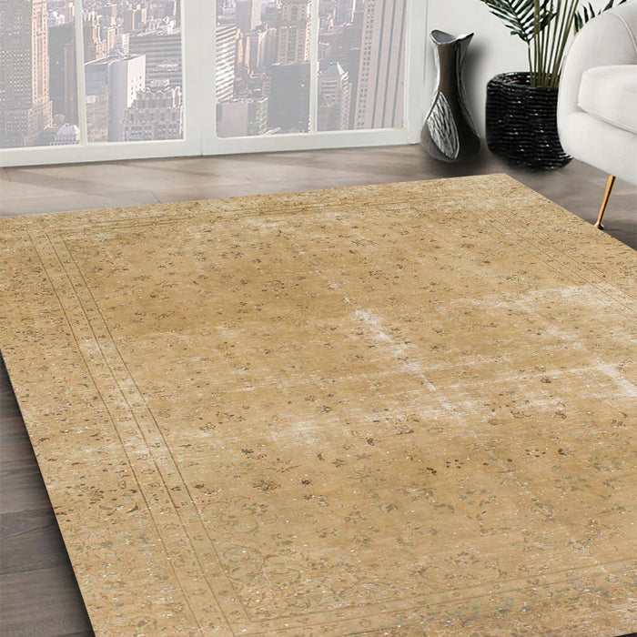 Abstract Gold Modern Rug in Family Room, abs858