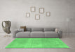 Machine Washable Abstract Emerald Green Modern Area Rugs in a Living Room,, wshabs858emgrn