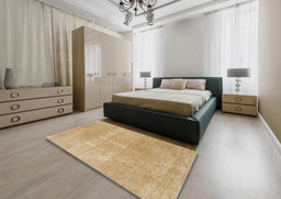 Abstract Gold Modern Rug in a Bedroom, abs858