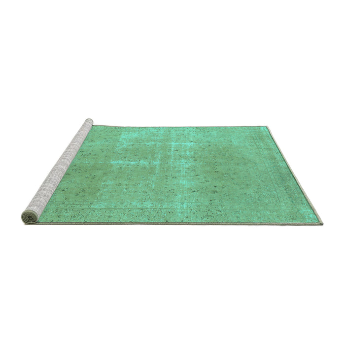 Sideview of Machine Washable Abstract Turquoise Modern Area Rugs, wshabs858turq