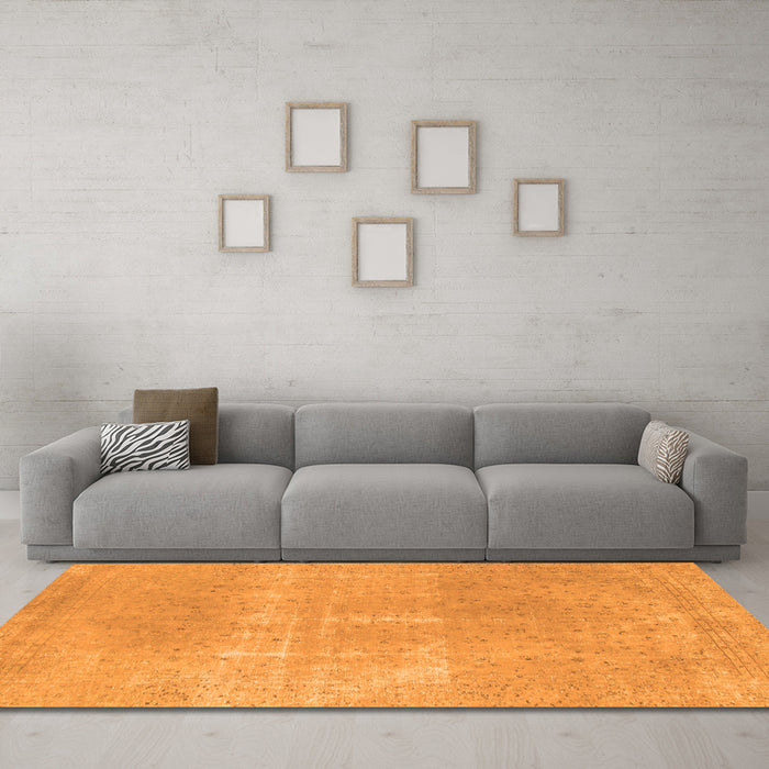 Machine Washable Abstract Orange Modern Area Rugs in a Living Room, wshabs858org