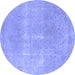 Round Abstract Blue Modern Rug, abs858blu