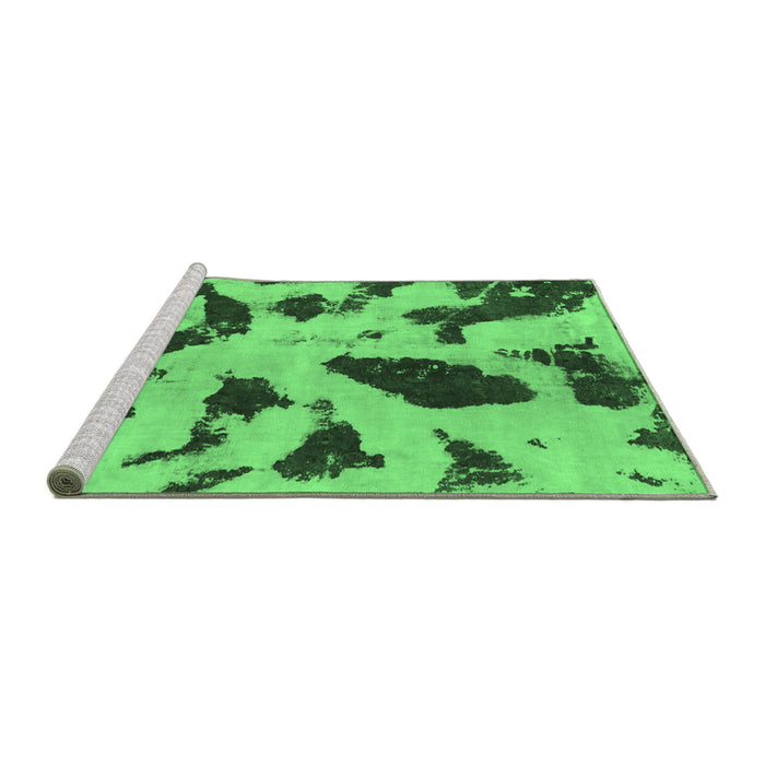 Sideview of Machine Washable Abstract Emerald Green Modern Area Rugs, wshabs859emgrn
