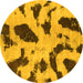 Round Machine Washable Abstract Yellow Modern Rug, wshabs859yw