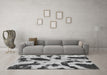 Machine Washable Abstract Gray Modern Rug in a Living Room,, wshabs859gry