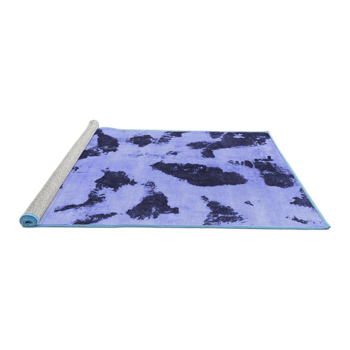 Sideview of Machine Washable Abstract Blue Modern Rug, wshabs859blu
