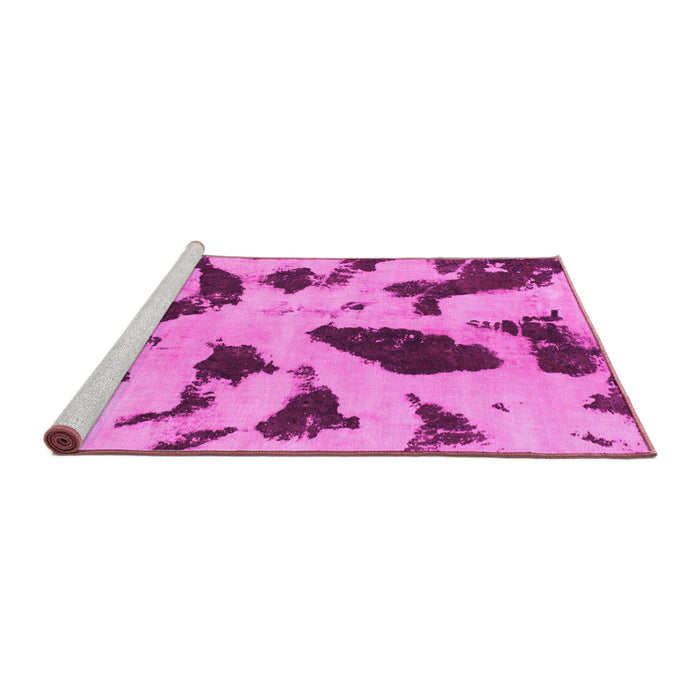 Sideview of Machine Washable Abstract Pink Modern Rug, wshabs859pnk