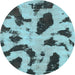 Round Abstract Light Blue Modern Rug, abs859lblu