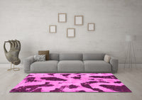 Machine Washable Abstract Pink Modern Rug, wshabs859pnk