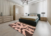 Machine Washable Abstract Light Salmon Pink Rug in a Bedroom, wshabs859