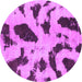 Round Machine Washable Abstract Purple Modern Area Rugs, wshabs859pur