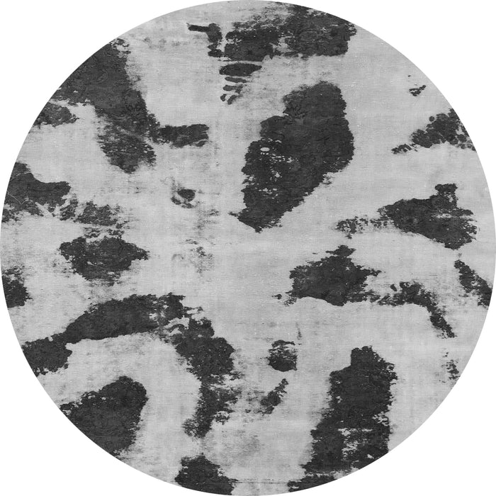 Round Machine Washable Abstract Gray Modern Rug, wshabs859gry