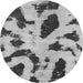 Round Machine Washable Abstract Gray Modern Rug, wshabs859gry