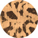 Round Abstract Brown Modern Rug, abs859brn