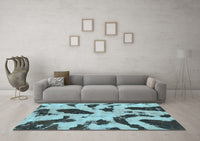 Machine Washable Abstract Light Blue Modern Rug, wshabs859lblu