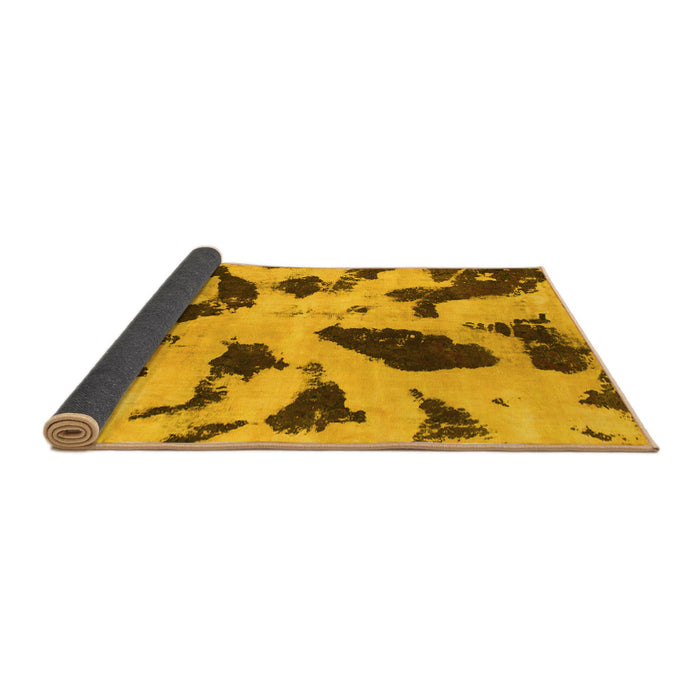 Sideview of Abstract Yellow Modern Rug, abs859yw