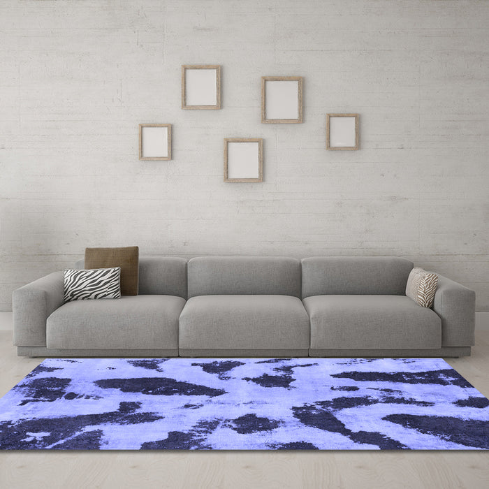 Machine Washable Abstract Blue Modern Rug in a Living Room, wshabs859blu