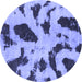 Round Machine Washable Abstract Blue Modern Rug, wshabs859blu