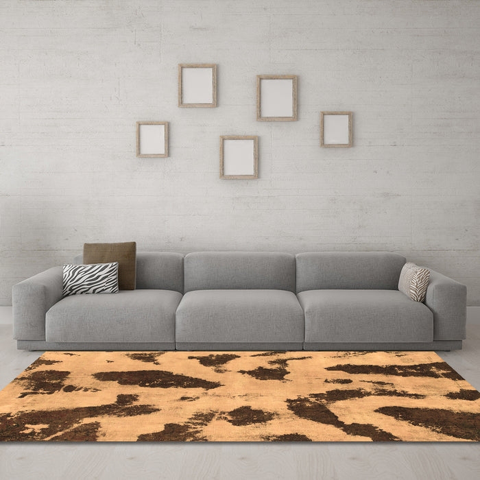 Machine Washable Abstract Brown Modern Rug in a Living Room,, wshabs859brn