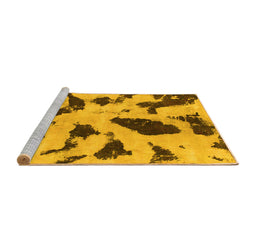 Sideview of Machine Washable Abstract Yellow Modern Rug, wshabs859yw