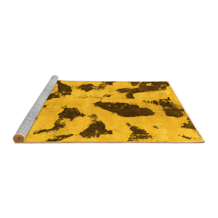 Sideview of Machine Washable Abstract Yellow Modern Rug, wshabs859yw