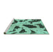 Sideview of Machine Washable Abstract Turquoise Modern Area Rugs, wshabs859turq