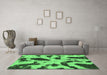 Machine Washable Abstract Emerald Green Modern Area Rugs in a Living Room,, wshabs859emgrn