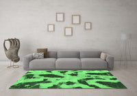 Machine Washable Abstract Emerald Green Modern Rug, wshabs859emgrn