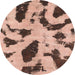 Round Machine Washable Abstract Light Salmon Pink Rug, wshabs859