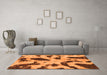 Machine Washable Abstract Orange Modern Area Rugs in a Living Room, wshabs859org