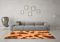 Machine Washable Abstract Orange Modern Rug, wshabs859org