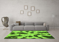 Machine Washable Abstract Green Modern Rug, wshabs859grn