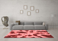 Machine Washable Abstract Red Modern Rug, wshabs859red