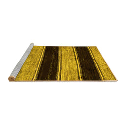 Sideview of Machine Washable Abstract Yellow Modern Rug, wshabs85yw