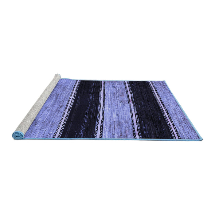 Sideview of Machine Washable Abstract Blue Modern Rug, wshabs85blu