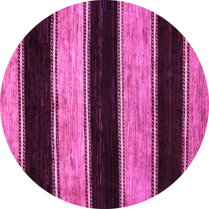 Round Machine Washable Abstract Pink Modern Rug, wshabs85pnk
