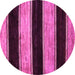 Round Machine Washable Abstract Pink Modern Rug, wshabs85pnk