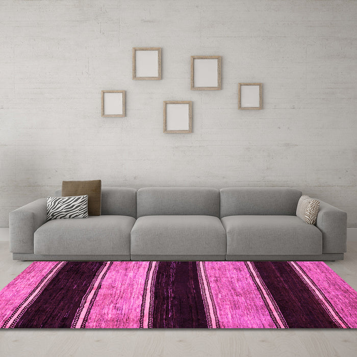 Machine Washable Abstract Pink Modern Rug in a Living Room, wshabs85pnk