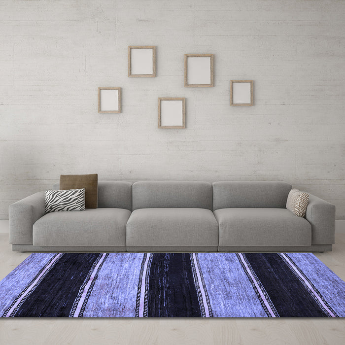 Machine Washable Abstract Blue Modern Rug in a Living Room, wshabs85blu