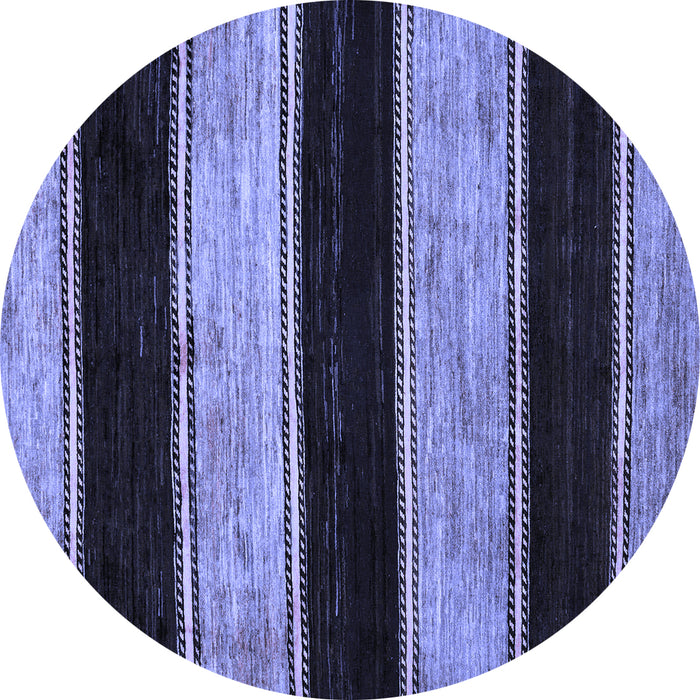 Round Machine Washable Abstract Blue Modern Rug, wshabs85blu