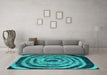 Machine Washable Abstract Turquoise Modern Area Rugs in a Living Room,, wshabs860turq