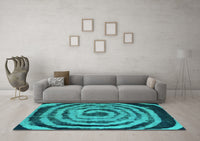 Machine Washable Abstract Turquoise Modern Rug, wshabs860turq