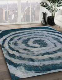 Abstract Columbia Blue Modern Rug, abs860