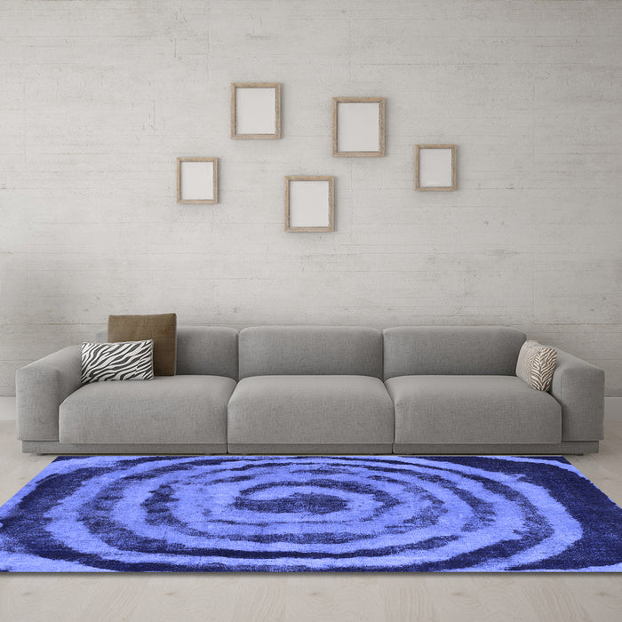 Machine Washable Abstract Blue Modern Rug in a Living Room, wshabs860blu