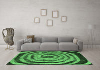 Machine Washable Abstract Emerald Green Modern Rug, wshabs860emgrn