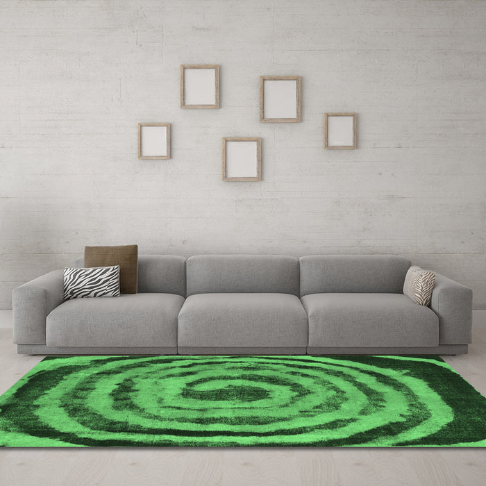 Machine Washable Abstract Emerald Green Modern Area Rugs in a Living Room,, wshabs860emgrn