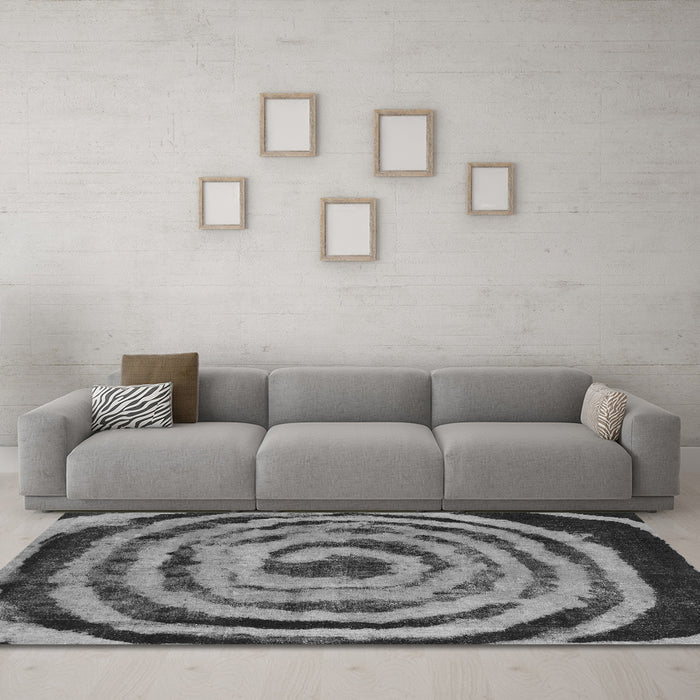 Machine Washable Abstract Gray Modern Rug in a Living Room,, wshabs860gry