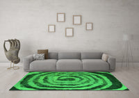 Machine Washable Abstract Green Modern Rug, wshabs860grn