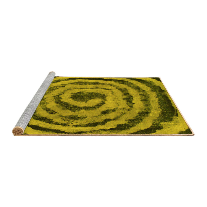 Sideview of Machine Washable Abstract Yellow Modern Rug, wshabs860yw