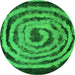 Round Machine Washable Abstract Green Modern Area Rugs, wshabs860grn